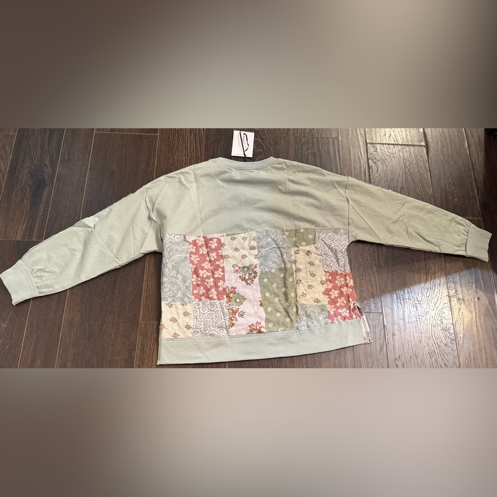 Patchwork Floral Sweatshirt - Pink, Green, Cream - Picture 8 of 9